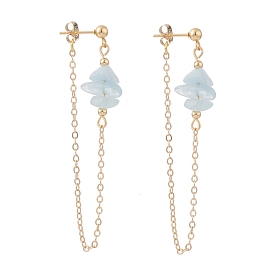 Boucles d'oreilles pendantes en perles de pierre mélangées naturelles et synthétiques pour femmes, boucles d'oreilles à chaîne, or