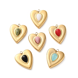 Ионное покрытие (ip) 304 подвески из нержавеющей стали, С камнями, сердце