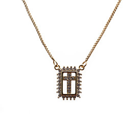 Stylish Customizable Cross Pendant Necklace with Micro Inlaid Zircon Stones