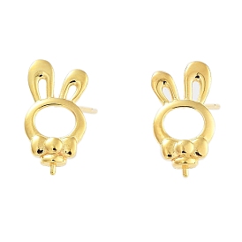 925 Sterling Silver Stud Earrings Findings, Rabbit with Bowknot