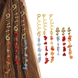 Retro Ethnic Style Natural Crystal Stone Dirty Braided Hair Pendant Accessories Personalized Braided Tassel Hair Ring