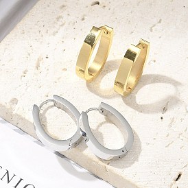 304 овальные серьги-кольца из нержавеющей стали для женщин, с 316 ушными шпильками из хирургической нержавеющей стали, ионное покрытие (ip)