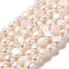 Natural Cultured Freshwater Pearl Beads Strands, Two Sides Polished, Grade 3A+