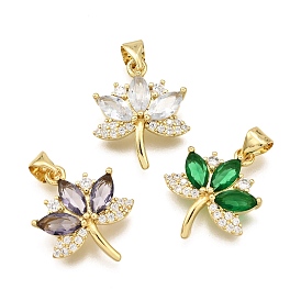 Латунные микро проложить кубического циркония подвески, лист, стойки покрытие, долговечный, без свинца и без кадмия, реальный 18 k позолоченный