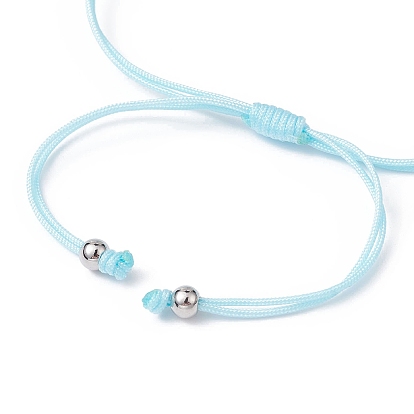 Fish & Starfish Synthetic Turquoise Braided Bead Bracelets, Adjustable Nylon Thread Bracelets for Women