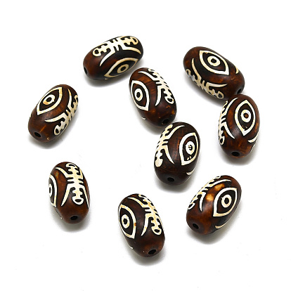 Tibetan Style dZi Beads, Natural Agate Beads, Oval