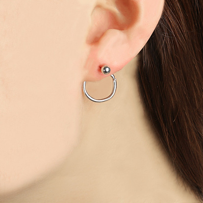 Minimalist Metal Hoop Earrings with Copper Beads - Unisex Circle Studs