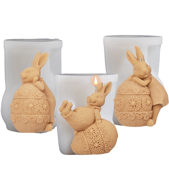 3D Easter Rabbit DIY Silicone Candle Molds, Aromatherapy Candle Moulds, Scented Candle Making Molds