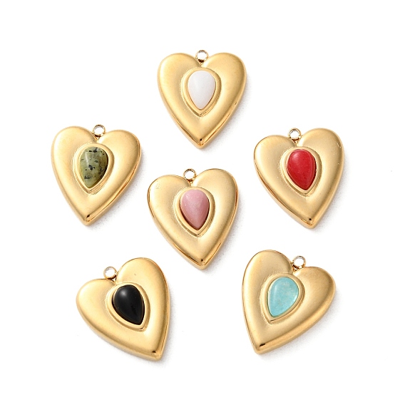 Ионное покрытие (ip) 304 подвески из нержавеющей стали, С камнями, сердце