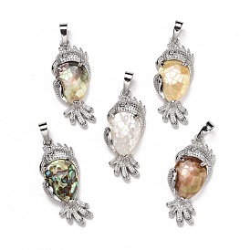 Экологически чистые подвески из латуни с покрытием из натуральной раковины, без кадмия и без свинца, попугай, платина