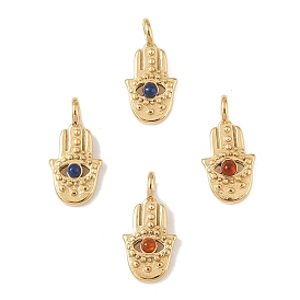 Природных драгоценных камней подвески, hamsa hand charms, с 304 установками из нержавеющей стали, реальный 14 k позолоченный