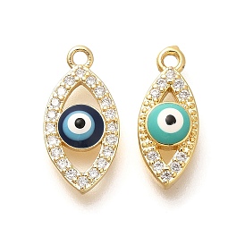 Латунные микро проложить кубического циркония подвески, с эмалью, без кадмия, без никеля и без свинца, Очарование глаз, реальный 18 k позолоченный