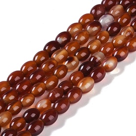 Natural Red Agate Beads Strands, Dyed & Heated, Oval