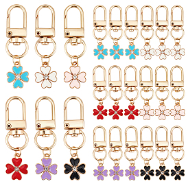24 шт. 6 цвета, подвески из эмали из цветочного сплава, украшения, с поворотными застежками сплава