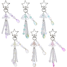 6 шт. 6 стили подвеска в форме капли из акрила и стекла, с латунной цепочкой и поворотными застежками из сплава