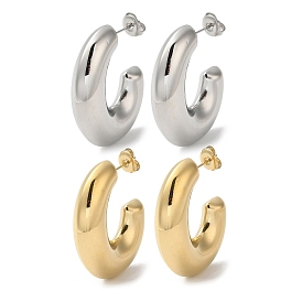 304 Stainless Steel Ring Stud Earrings, Half Hoop Earrings
