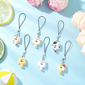 Фигурка кошки с подвеской в виде пончика, с петлей для шнура и смолой, платина