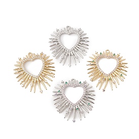 Экологически чистые подвески из латуни с микропаве из кубического циркония, долговечный, без свинца и без кадмия, сердце