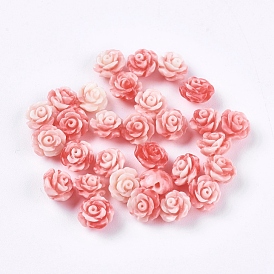 Perles de corail synthétiques, teint, rose
