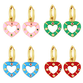 Colorful Love Heart Earrings with Copper Plating and Gold Coating