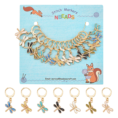 14шт 7 цветной сплав эмали подвески в виде стрекоз запирающие маркеры петель, с золотым оттенком 304 фурнитура для серег с защелкой из нержавеющей стали