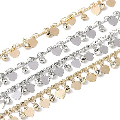 Цепочки ручной работы из латуни и страз, для ожерелья браслеты решений, долговечный, пайки, с катушкой, сердце