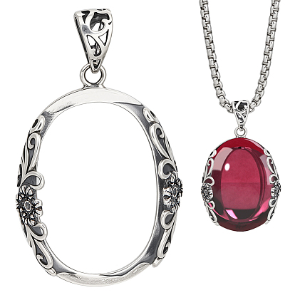 1шт. 925 подвеска-корзина из стерлингового серебра, с креплением на зубцах, настройки открытой спины, овальные, 1 с тканью для полировки ПК