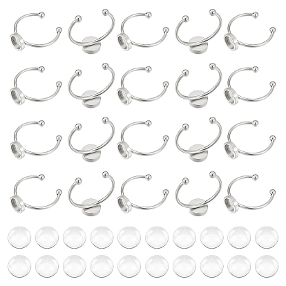 Набор для самостоятельного изготовления полукруглого купольного кольца, в том числе 201 кольца для манжет из нержавеющей стали, Кабошоны из стекла