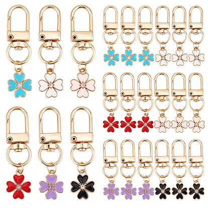 24 шт. 6 цвета, подвески из эмали из цветочного сплава, украшения, с поворотными застежками сплава