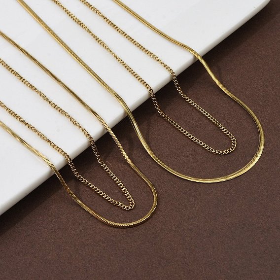 304 ожерелья из двухслойной витой цепочки-змейки из нержавеющей стали, ионное покрытие (ip)