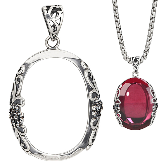 1 шт. 925 оправа для подвески из стерлингового серебра в виде корзинки, с креплением на зубцах, настройки открытой спины, овальные, 1 с тканью для полировки ПК