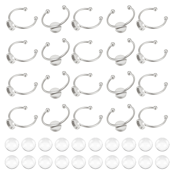 Набор для самостоятельного изготовления полукруглого купольного кольца, в том числе 201 кольца для манжет из нержавеющей стали, Кабошоны из стекла
