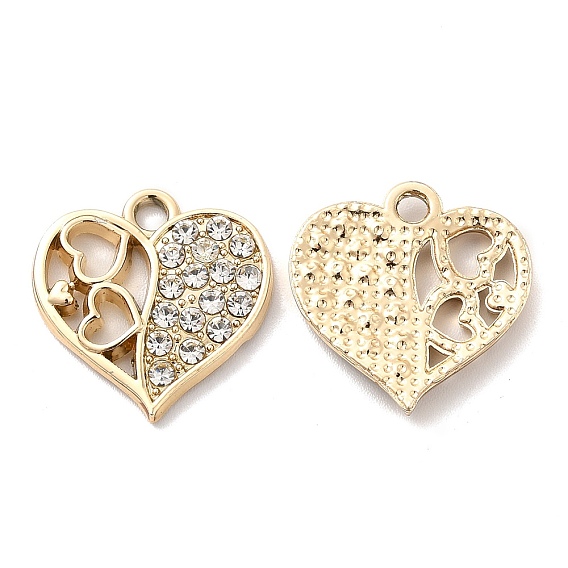 UV Plating Alloy Pendants, with Crystal Rhinestone, Heart Charms