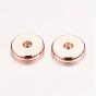 Perles d'espacement en laiton doré rose, sans nickel, plat rond