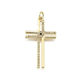 Латунные микро проложить кубического циркония подвески, крестик, долговечный, без свинца и без кадмия, стойки покрытие, с целью перехода в кольце