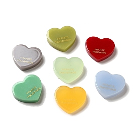 Acrylic Cabochons, Heart with Word France Handmade