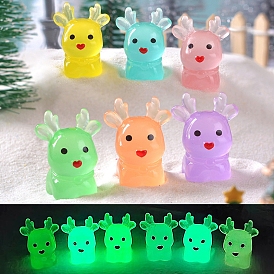 Christmas Luminous Resin Micro Landscape Scene Ornaments, Glow in the Dark, Deer