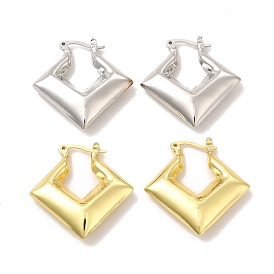 Rack Plating Brass Rhombus Hoop Earrings for Women, Lead Free & Cadmium Free