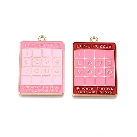 Стойки обшивки сплава эмали подвески, без кадмия, без никеля и без свинца, золотой свет, прямоугольник с головоломкой-подвеской «любовь»