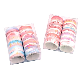 12 Rolls Adhesive Paper Tapes, Decorative Sticker Roll Tape, for Card-Making, Scrapbooking, Diary, Planner, Envelope & Notebooks