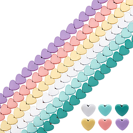 Chgcraft 6 brins 6 couleurs style caoutchouté peint à la bombe brins de perles d'hématite synthétiques non magnétiques, cœur