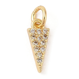 Brass Micro Pave Clear Cubic Zirconia Pendants, with Jump Ring, Triangle