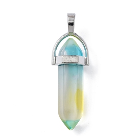 Faceted Bullet Glass Pointed Pendants, with Platinum Plated Alloy Findings