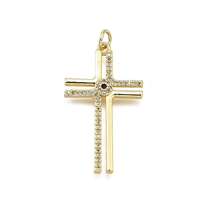 Латунные микро проложить кубического циркония подвески, крестик, долговечный, без свинца и без кадмия, стойки покрытие, с целью перехода в кольце