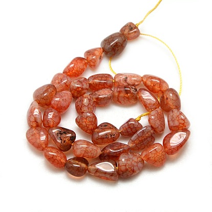 Nuggets Synthetical Crackle Agate Beads Strands, Dyed, 8~16x8~12x6~10mm, Hole: 1mm, about 30~40pcs/strand, 15~16 inch
