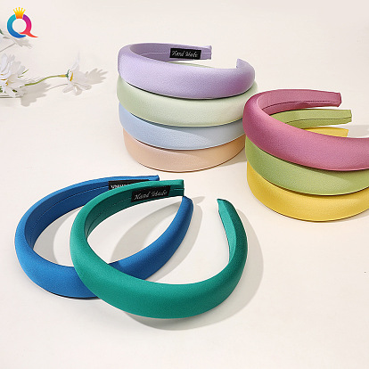 Шикарная широкая повязка на голову для женщин - однотонные аксессуары для волос с высокой короной и элегантным стилем