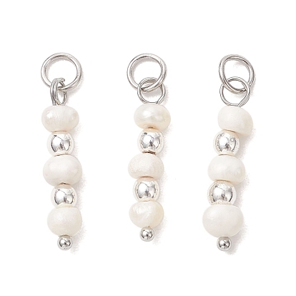 Натуральный культивированный пресноводный жемчужный картофель с круглыми подвесками из синтетического немагнитного гематита, полученного методом гальванического осаждения., подвески из бисера, белые