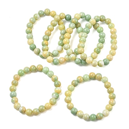 Bracelets extensibles en perles de verre craquelé opaque de mm pour femmes