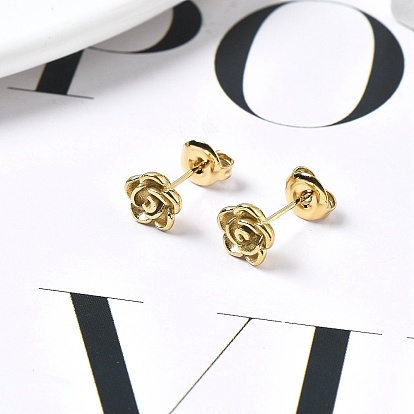 Recubrimiento de iones (ip) 304 aretes de acero inoxidable, flor