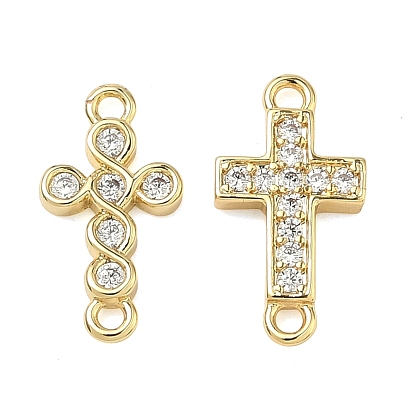 Латунные микропаве прозрачные подвески с фианитом, крест очарование, долговечный, стойки покрытие, без свинца и без кадмия